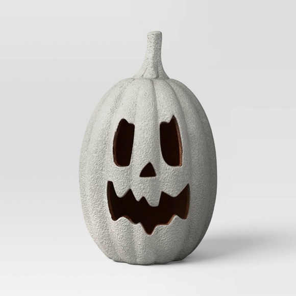NEW Target Hyde and EEK! Terracotta Textured Jack O' Lantern Decor - Light Grey - Picture 1 of 8